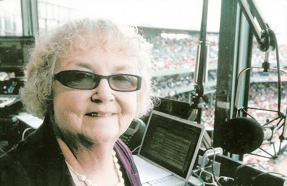 BOSTON RED SOX
Local radio personality Wanda Fischer is photographed while serving as guest public address announcer for the Boston Red Sox at Fenway Park this summer.